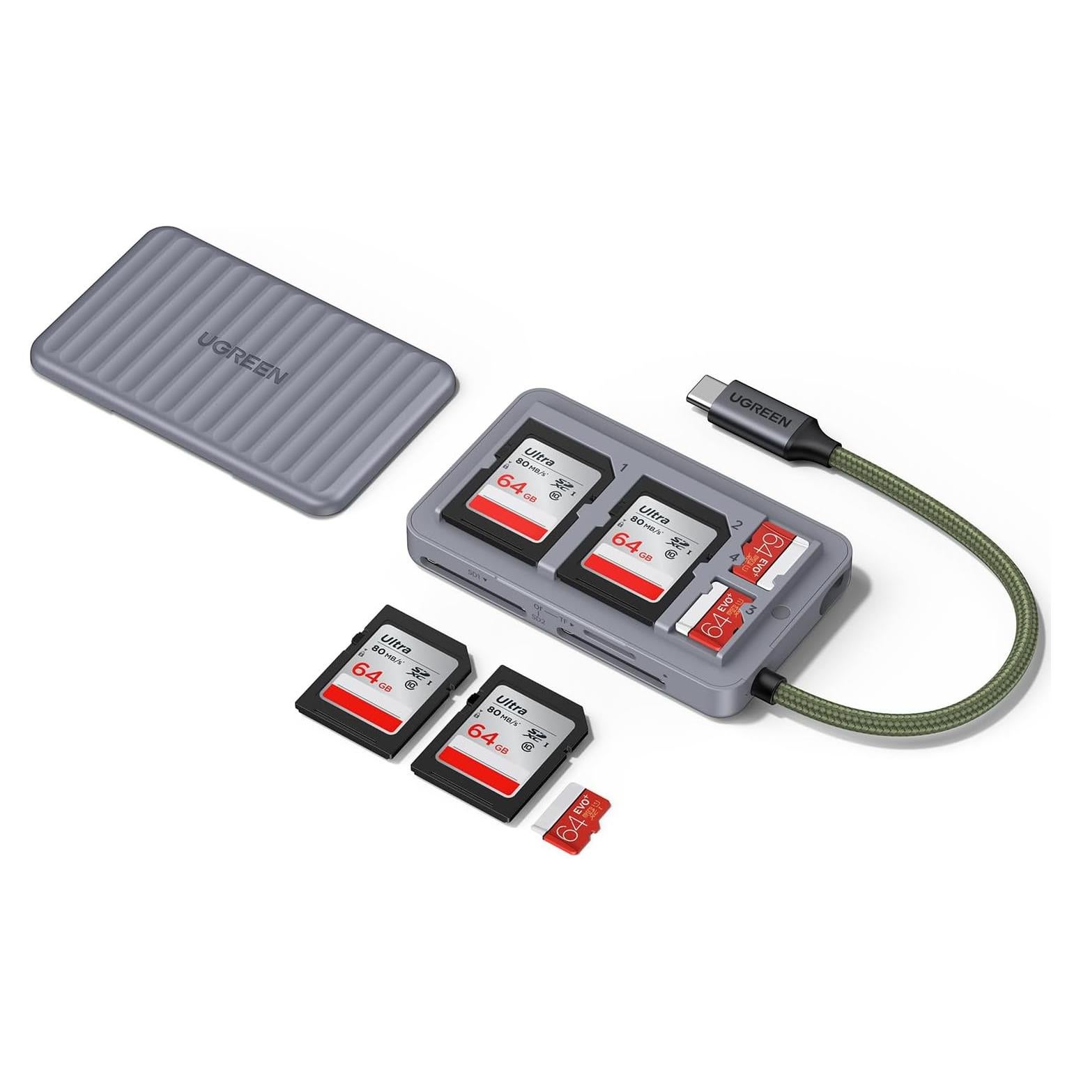Lector de Tarjetas SD USB C UGREEN con Estuche para 4 Tarjetas