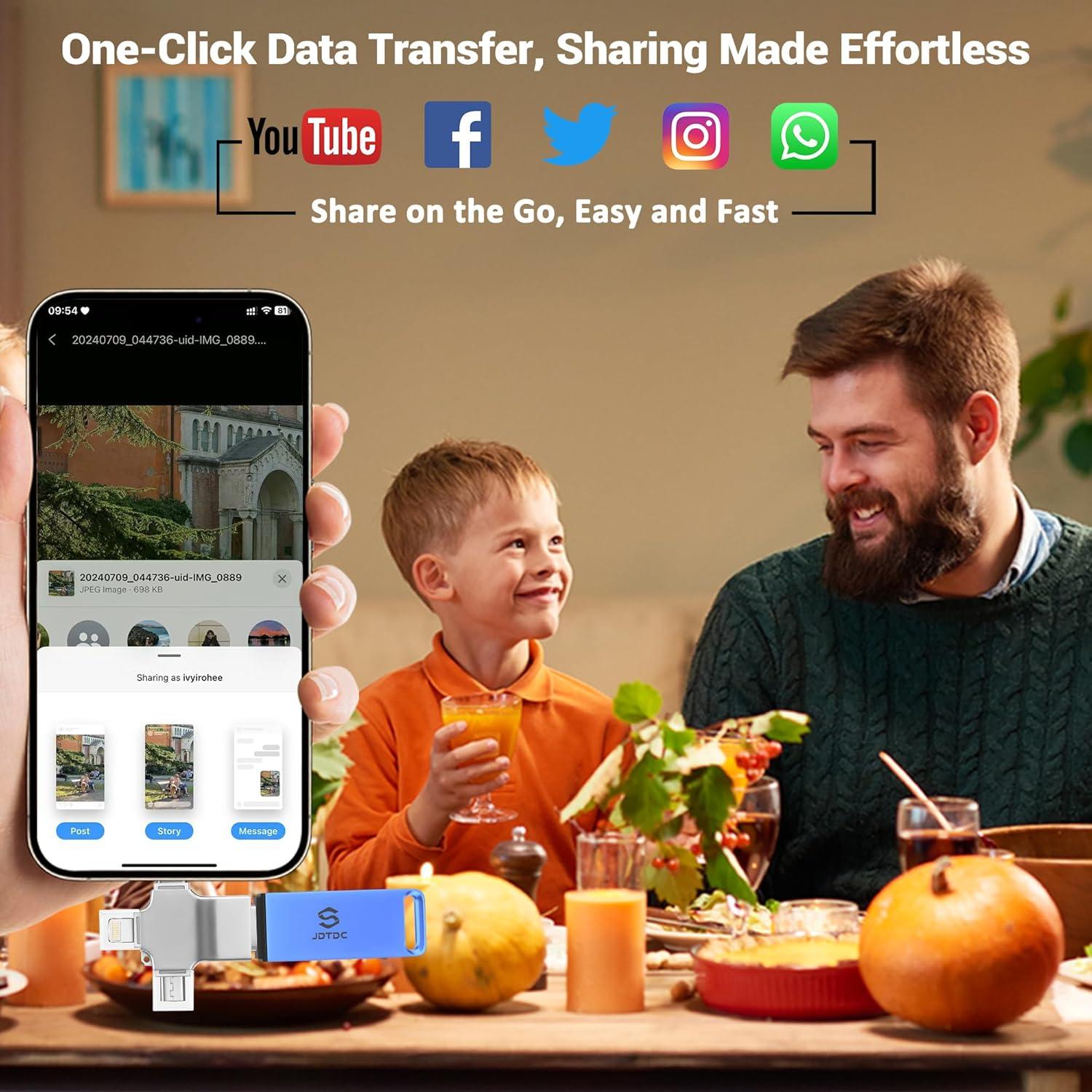 Stick de Copia de Seguridad 128GB JSL JDTDC para iPhone y Android