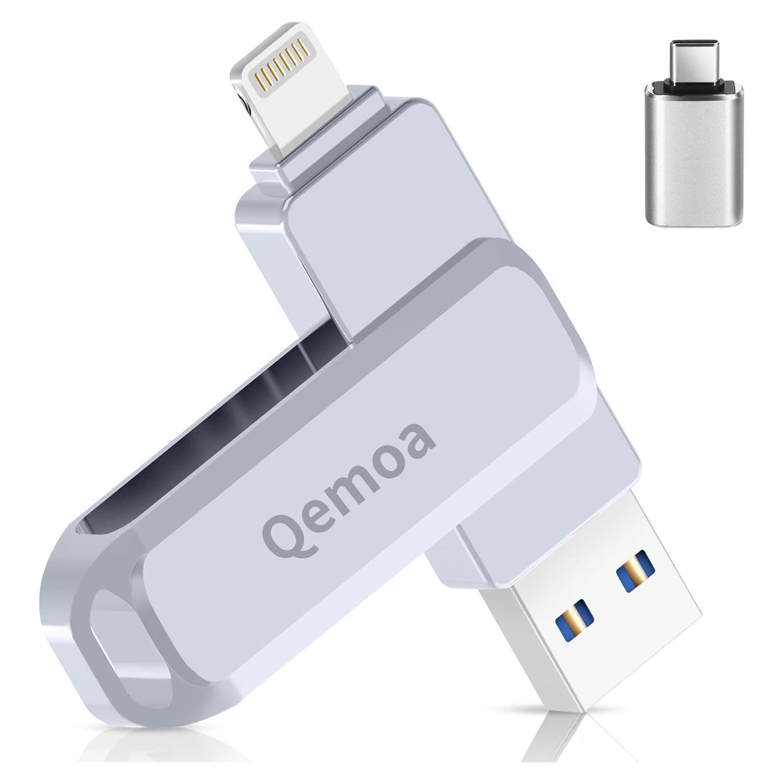Unidad Flash Qemoa 256GB MFi para iPhone y Android - Gris