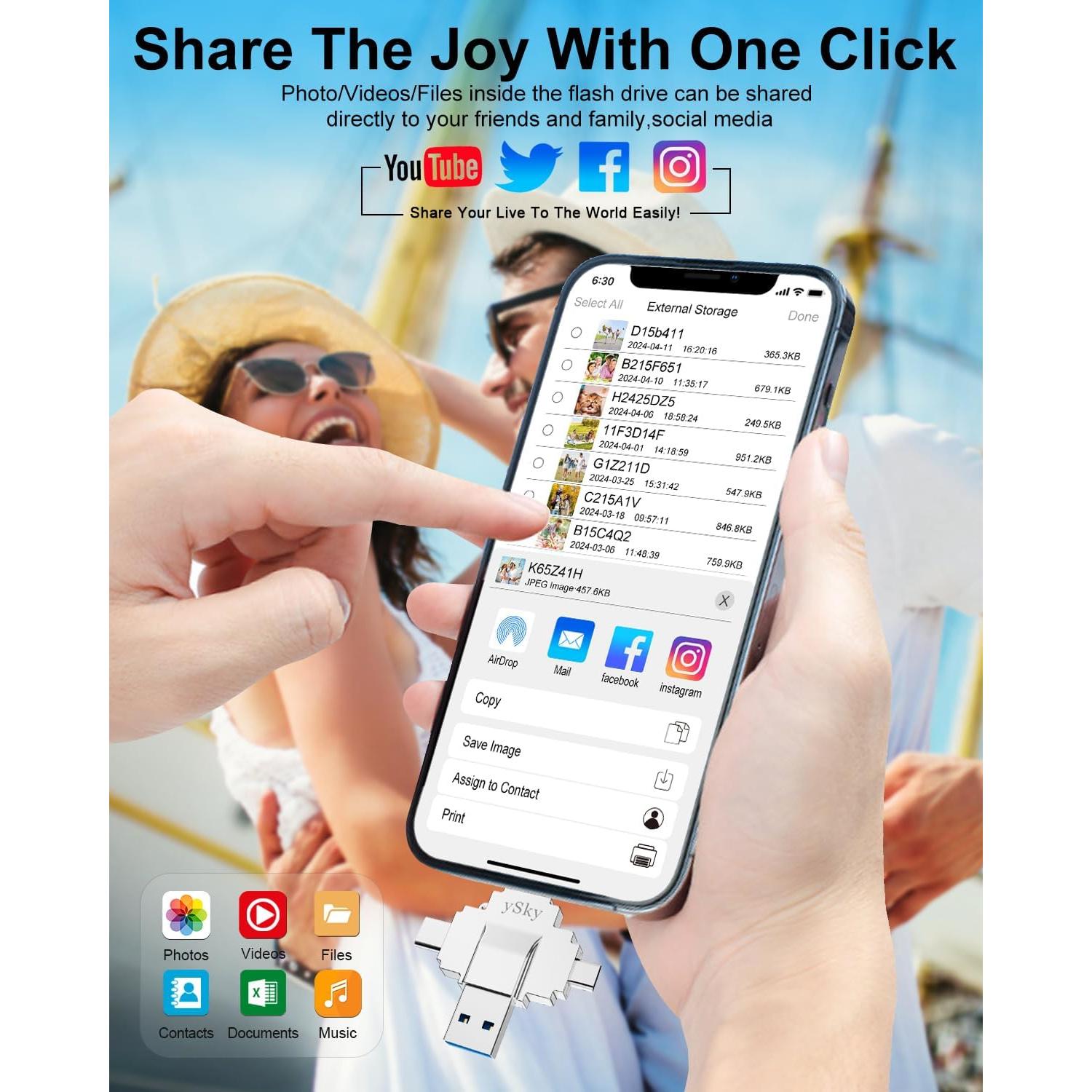 Memoria USB 1TB ySky MFi 4 en 1 para iPhone/iPad/Android