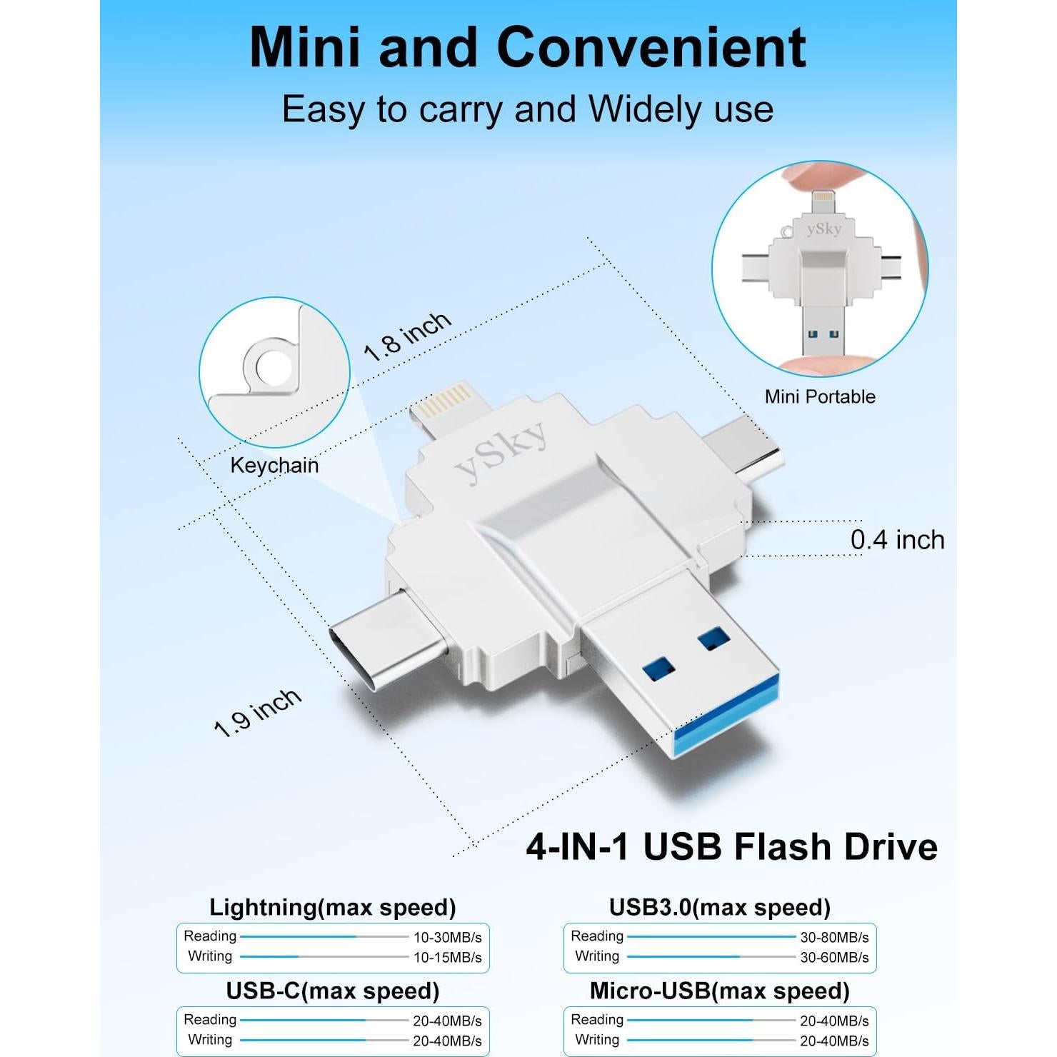Memoria USB 1TB ySky MFi 4 en 1 para iPhone/iPad/Android