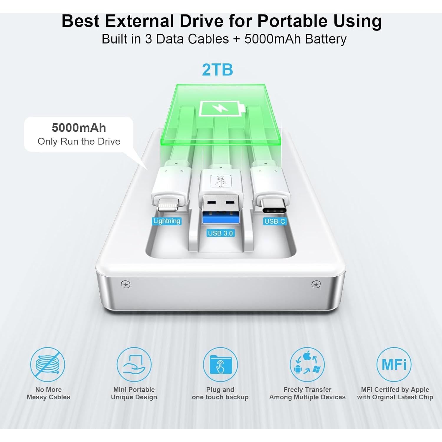 Disco Duro Externo 2TB ySky MFi para iPhone iPad MacBook