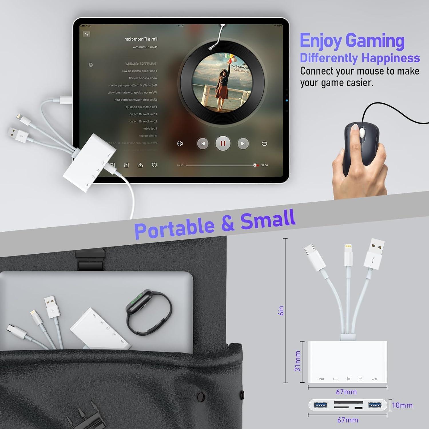 Lector de Tarjetas SD 5-en-3 Rocketek para iPhone y iPad