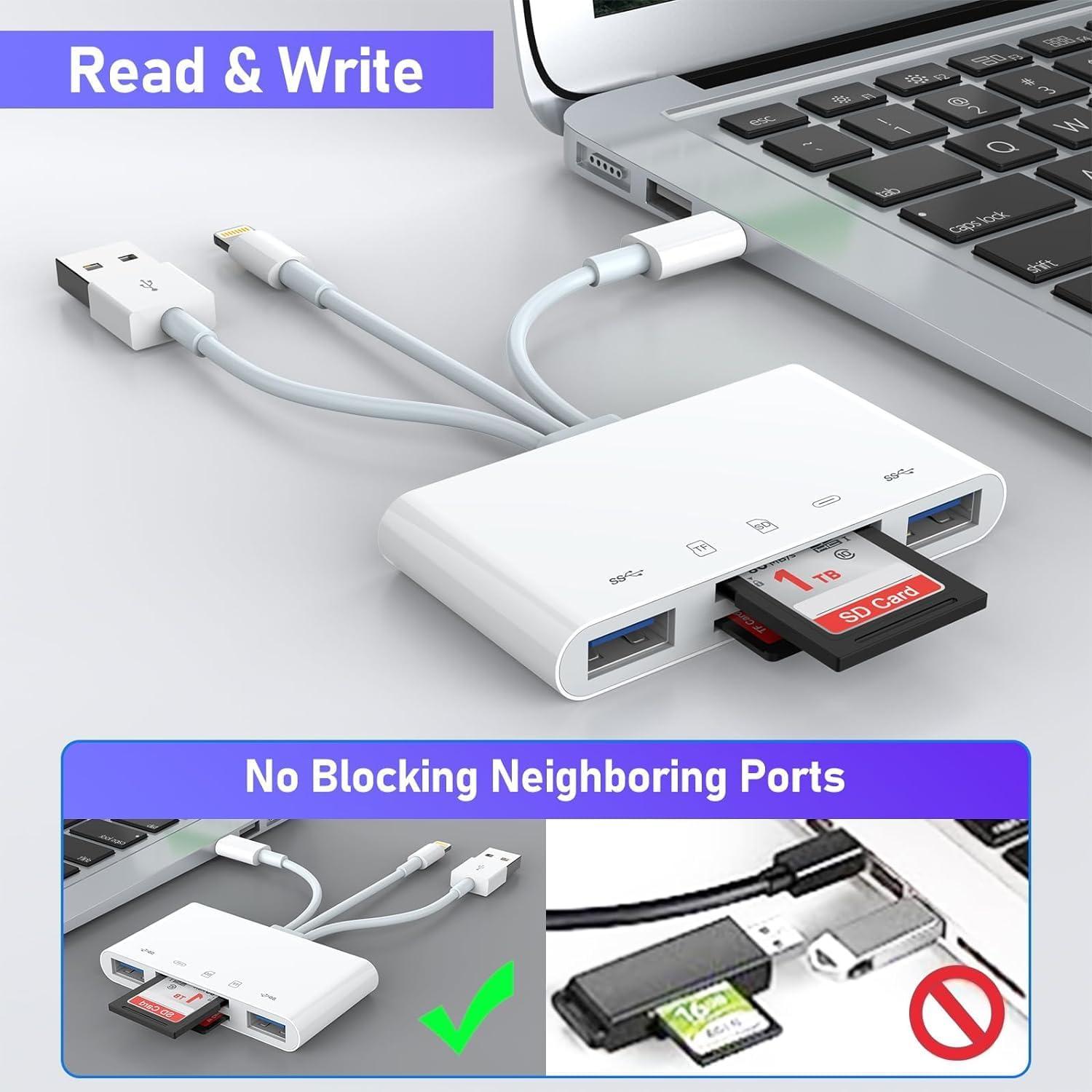Lector de Tarjetas SD 5-en-3 Rocketek para iPhone y iPad