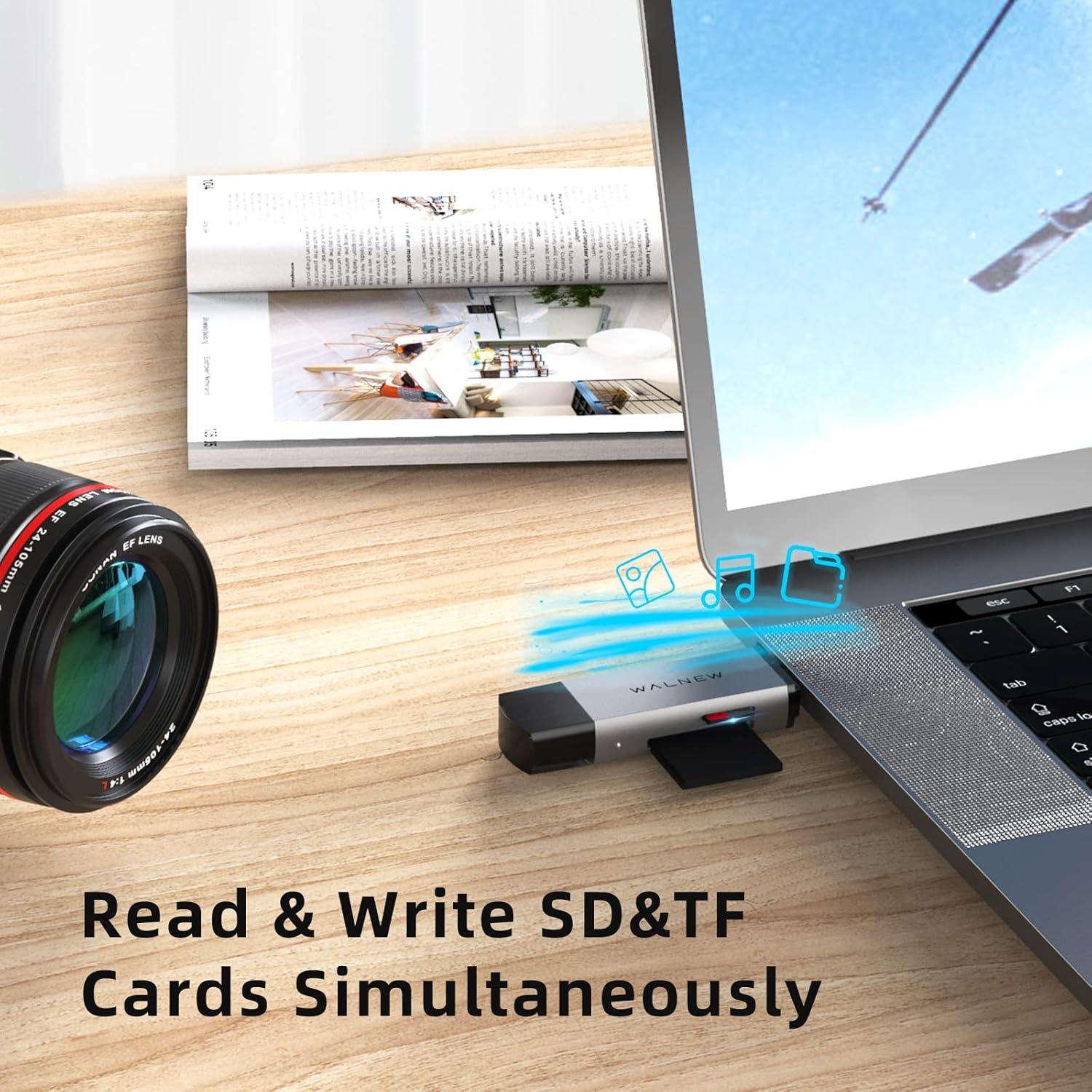 Lector de Tarjetas SD USB 3.0 y USB-C WALNEW - Soporta 2TB