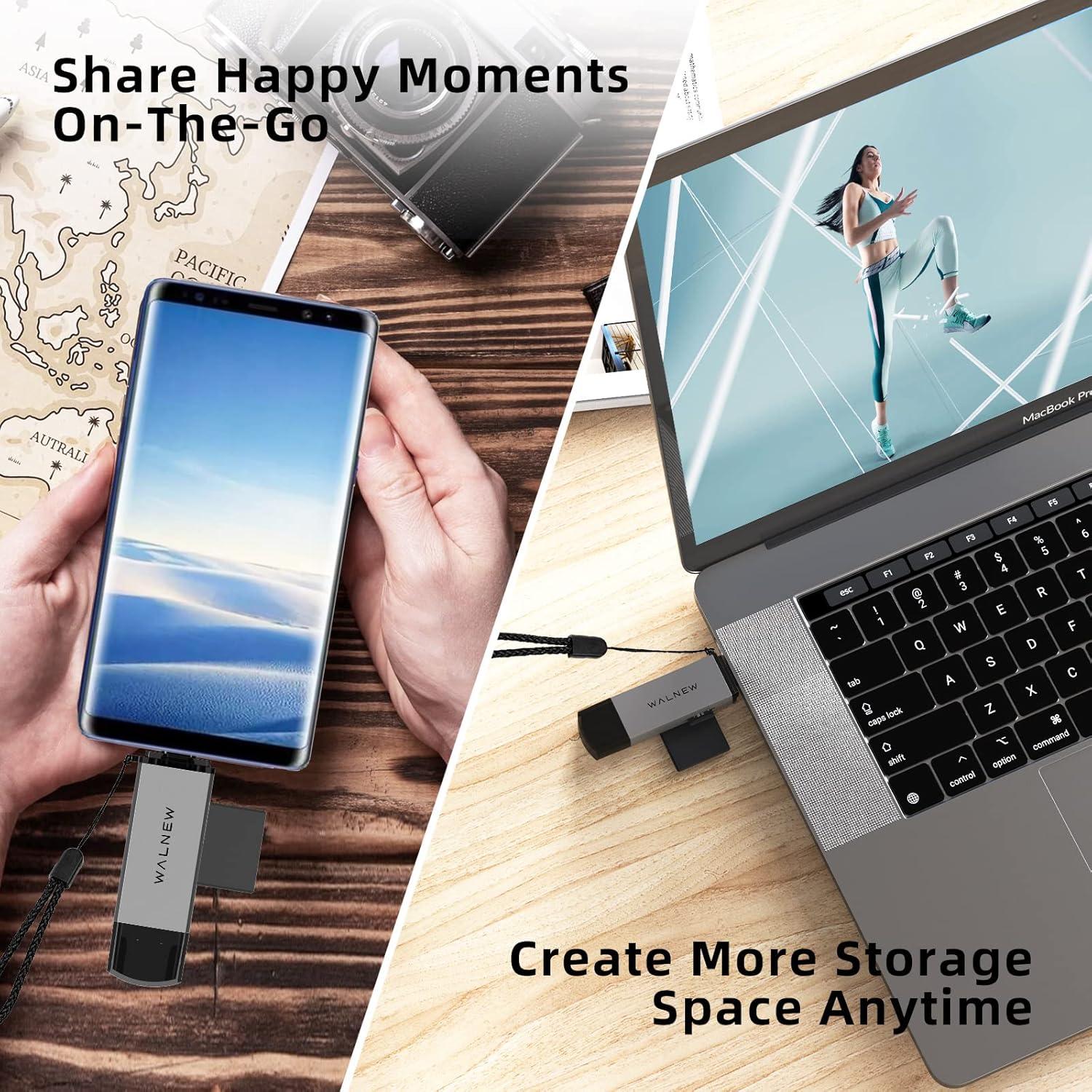 Lector de Tarjetas SD USB 3.0 y USB-C WALNEW - Soporta 2TB