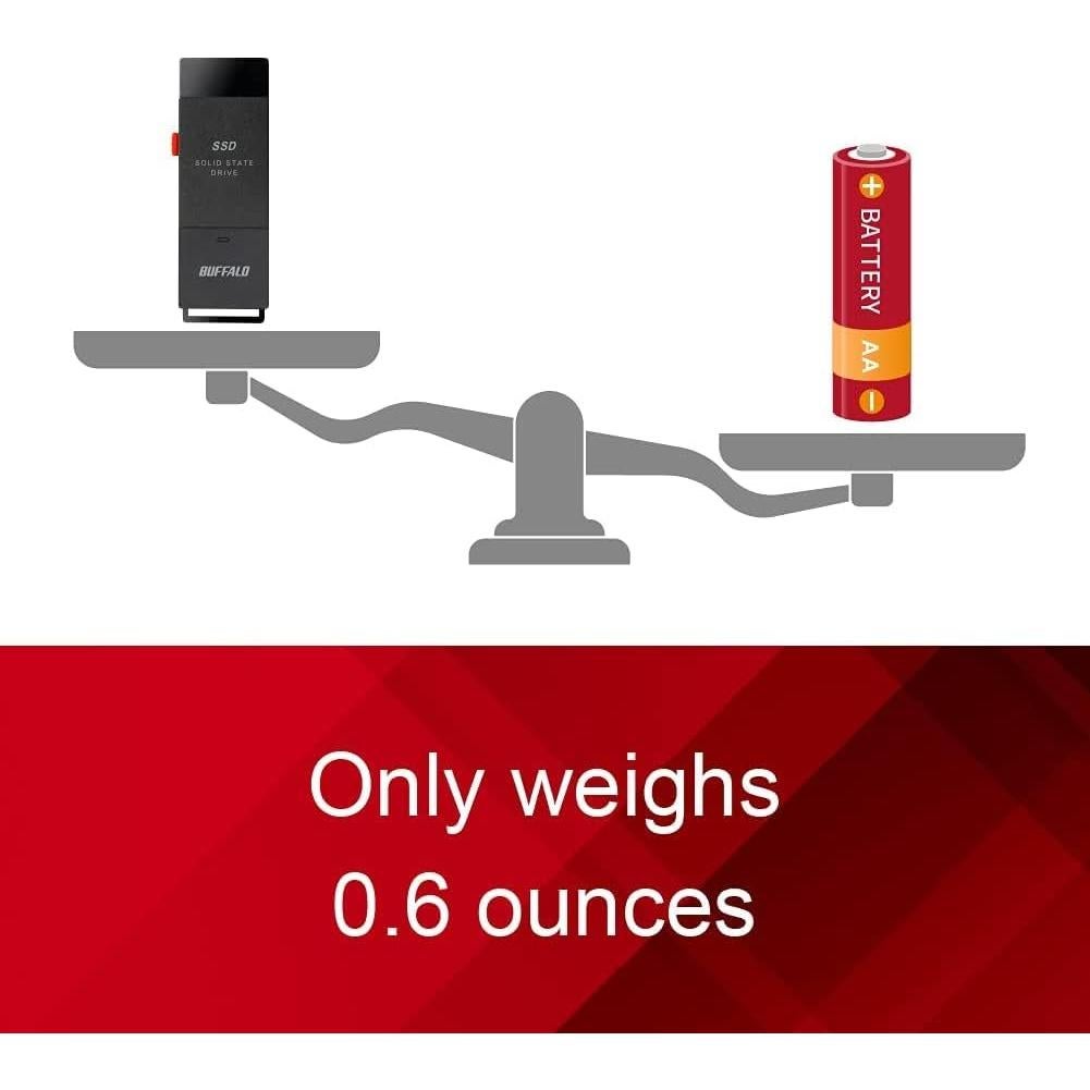 SSD Externo Buffalo 500GB USB-C USB-A 600MB/s Portátil