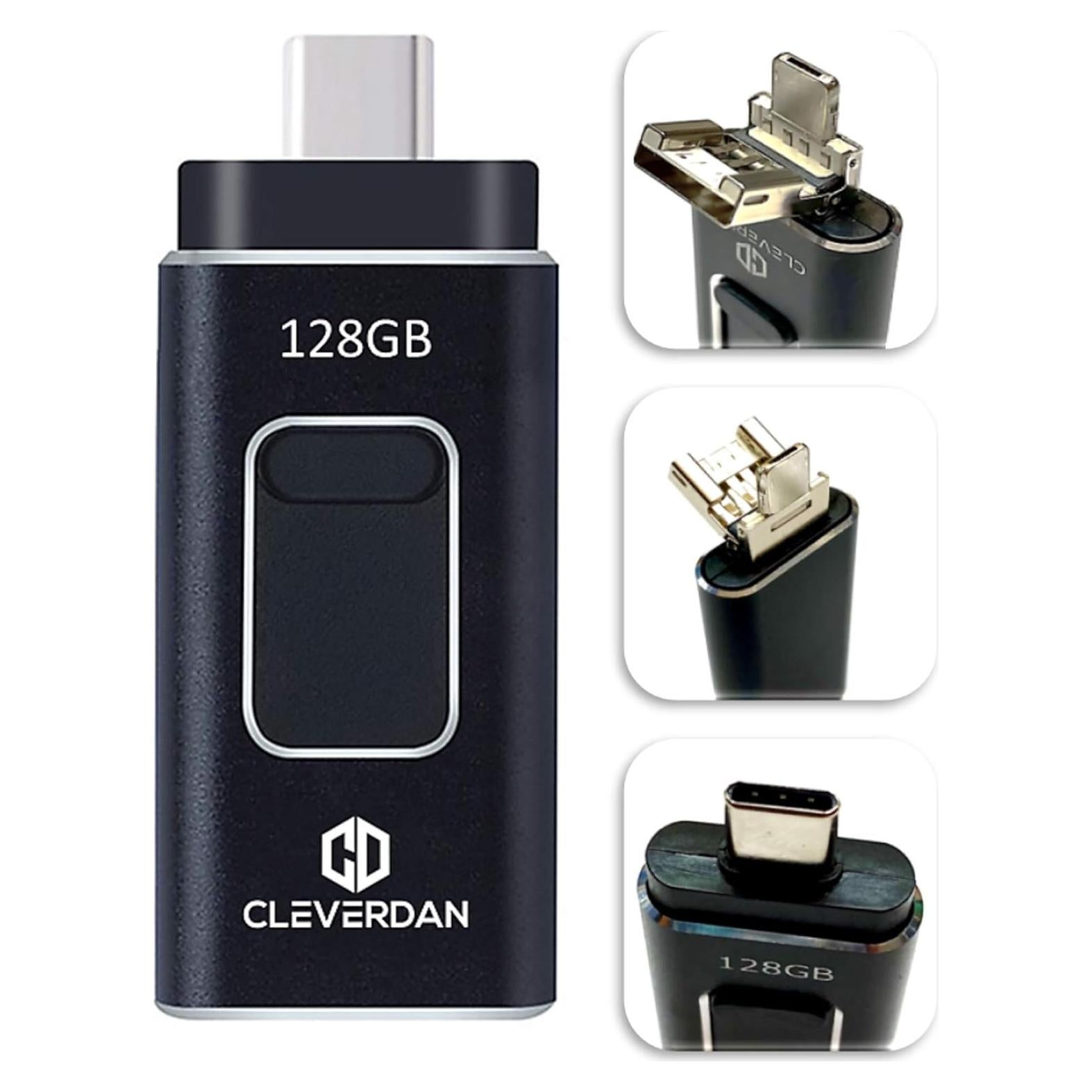 Memoria USB 4-en-1 Cleverdan 128GB para iPhone y Android