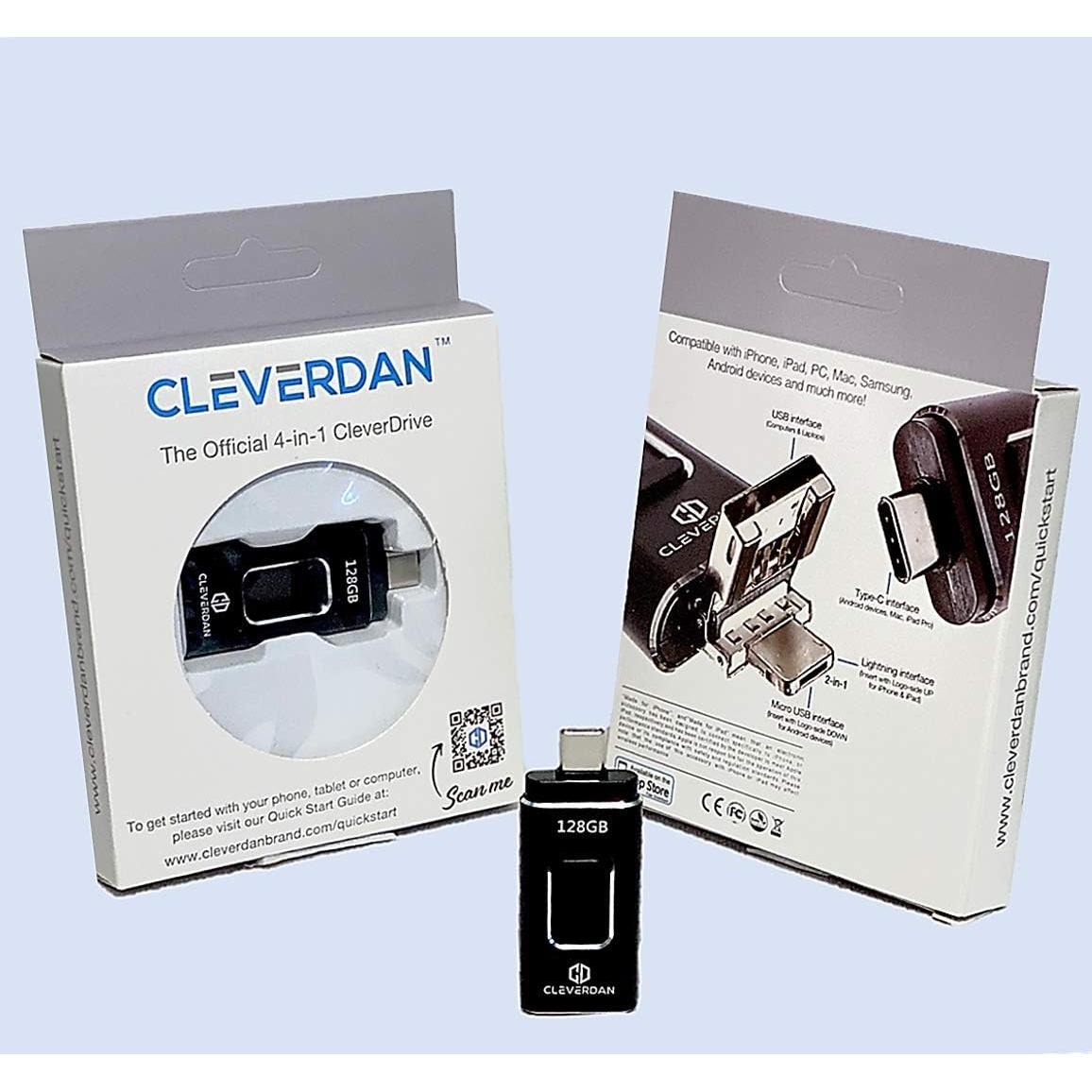 Memoria USB 4-en-1 Cleverdan 128GB para iPhone y Android