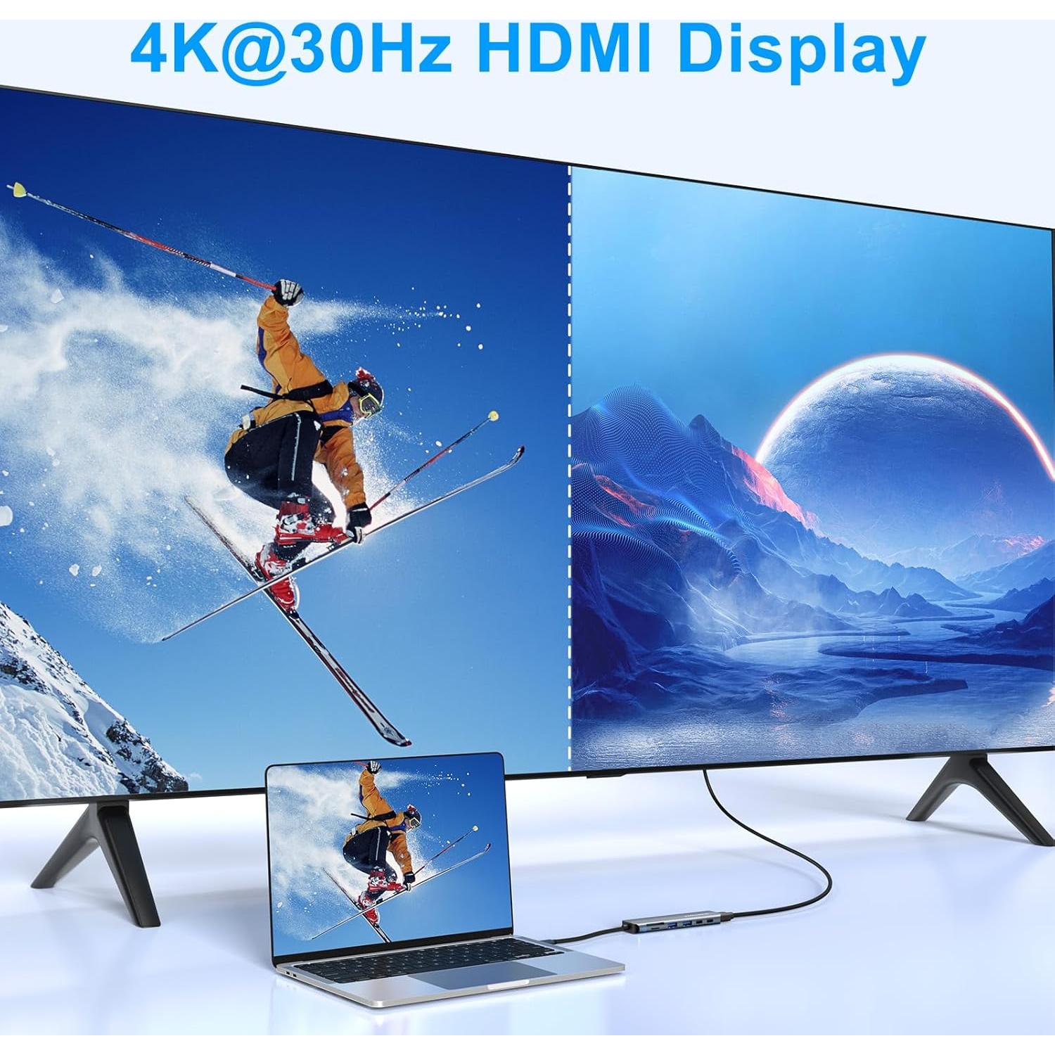 Hub USB C 7-en-1 Glomtheia con HDMI 4K y 100W PD