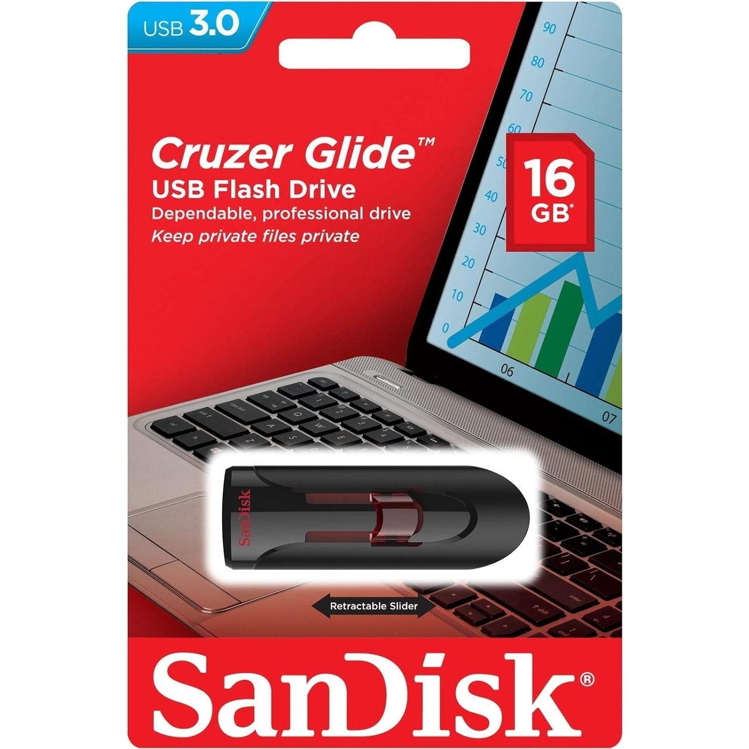 Paquete 10 Unidades Flash USB 3.0 SanDisk 16GB Cruzer Glide