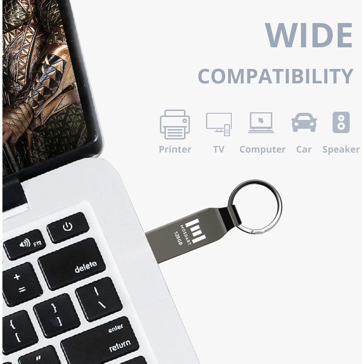 Unidad Flash USB 2.0 MOSDART 128GB Impermeable Metal 2Pack