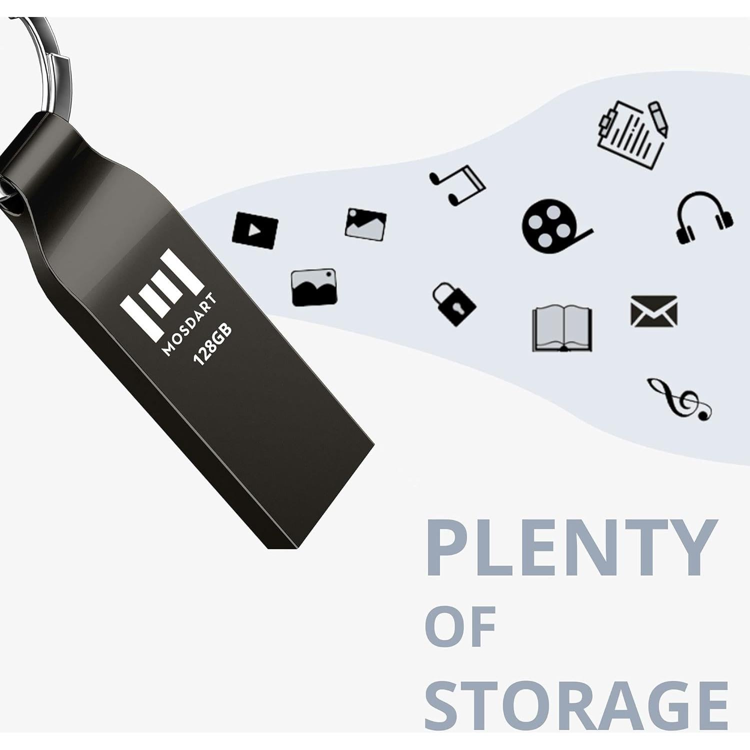 Unidad Flash USB 2.0 MOSDART 128GB Impermeable Metal 2Pack