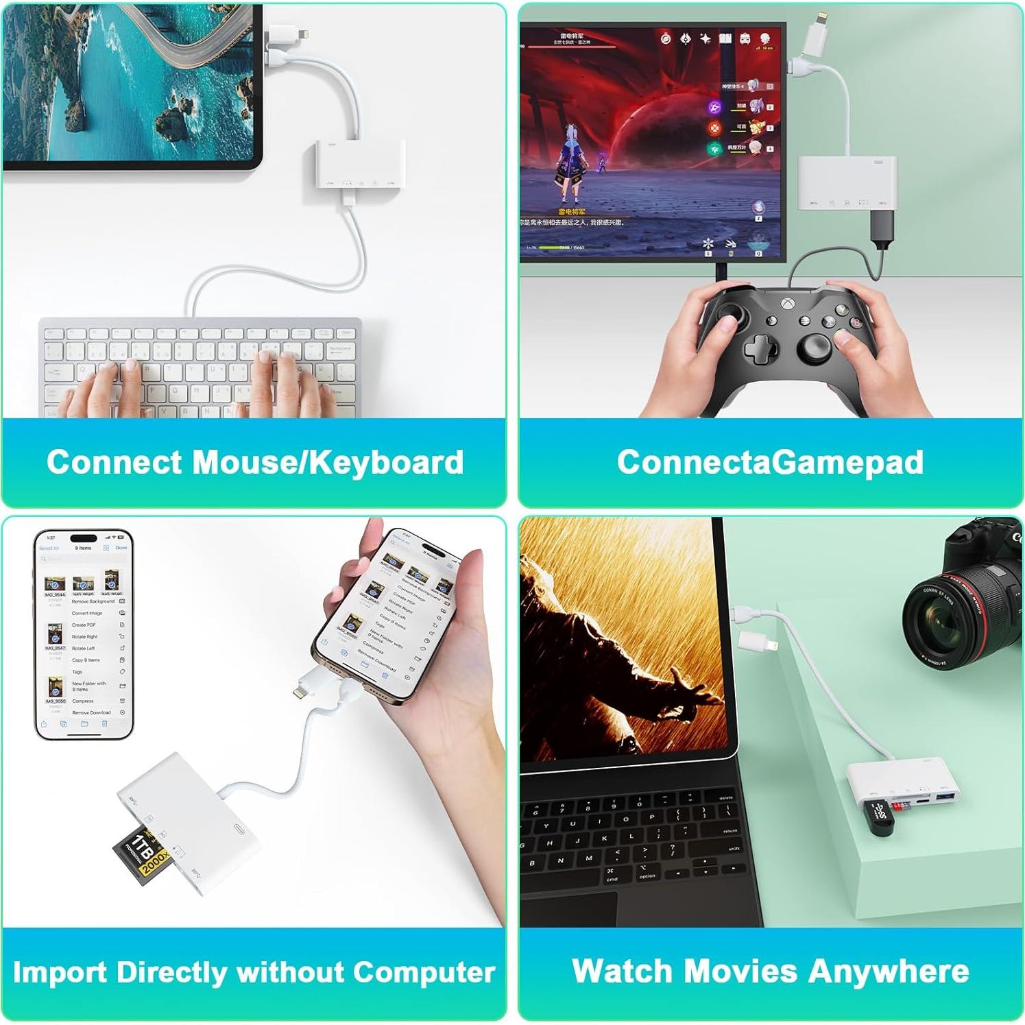 Lector de Tarjetas 8-en-1 MTAKYI para iPhone y Mac