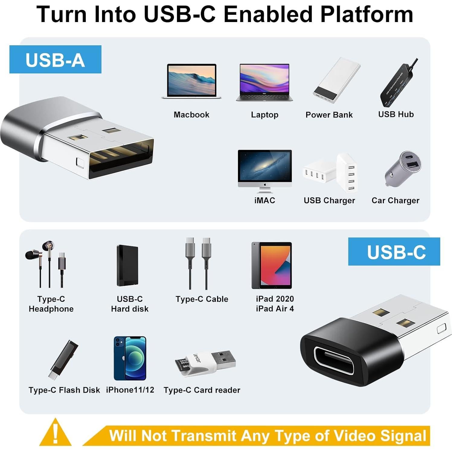 Adaptador USB A a USB C BaseNew - Paquete de 10 Unidades