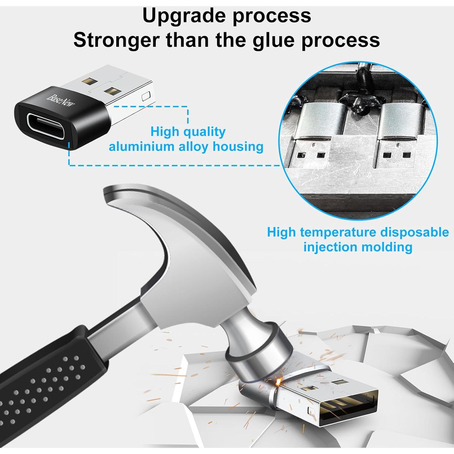 Adaptador USB A a USB C BaseNew - Paquete de 10 Unidades