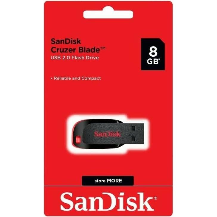 Paquete 2 Unidades SanDisk 8GB Cruzer Blade USB 2.0 + Lanyard