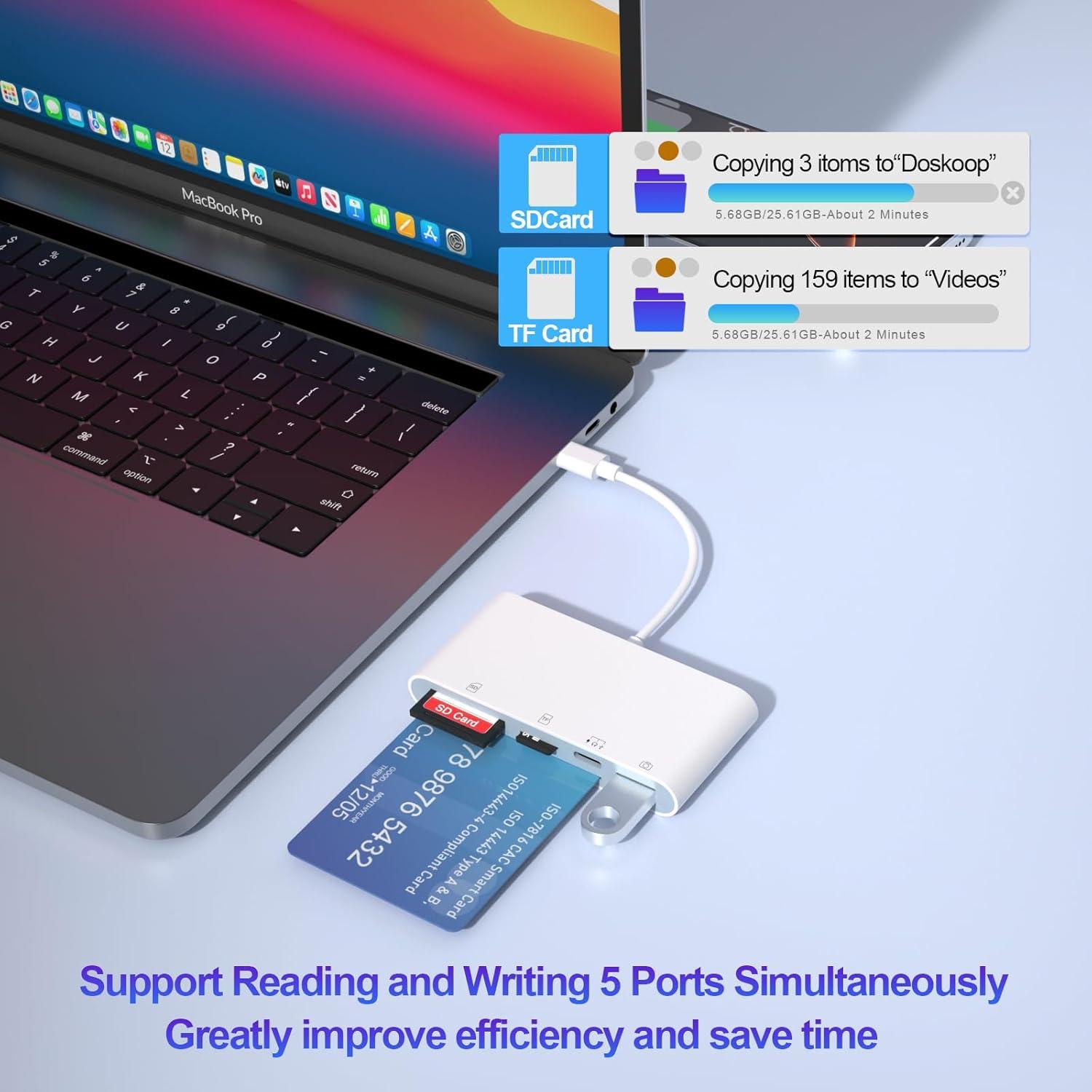 Lector de Tarjetas SD USB C Rocketek 5-en-1 para iPhone