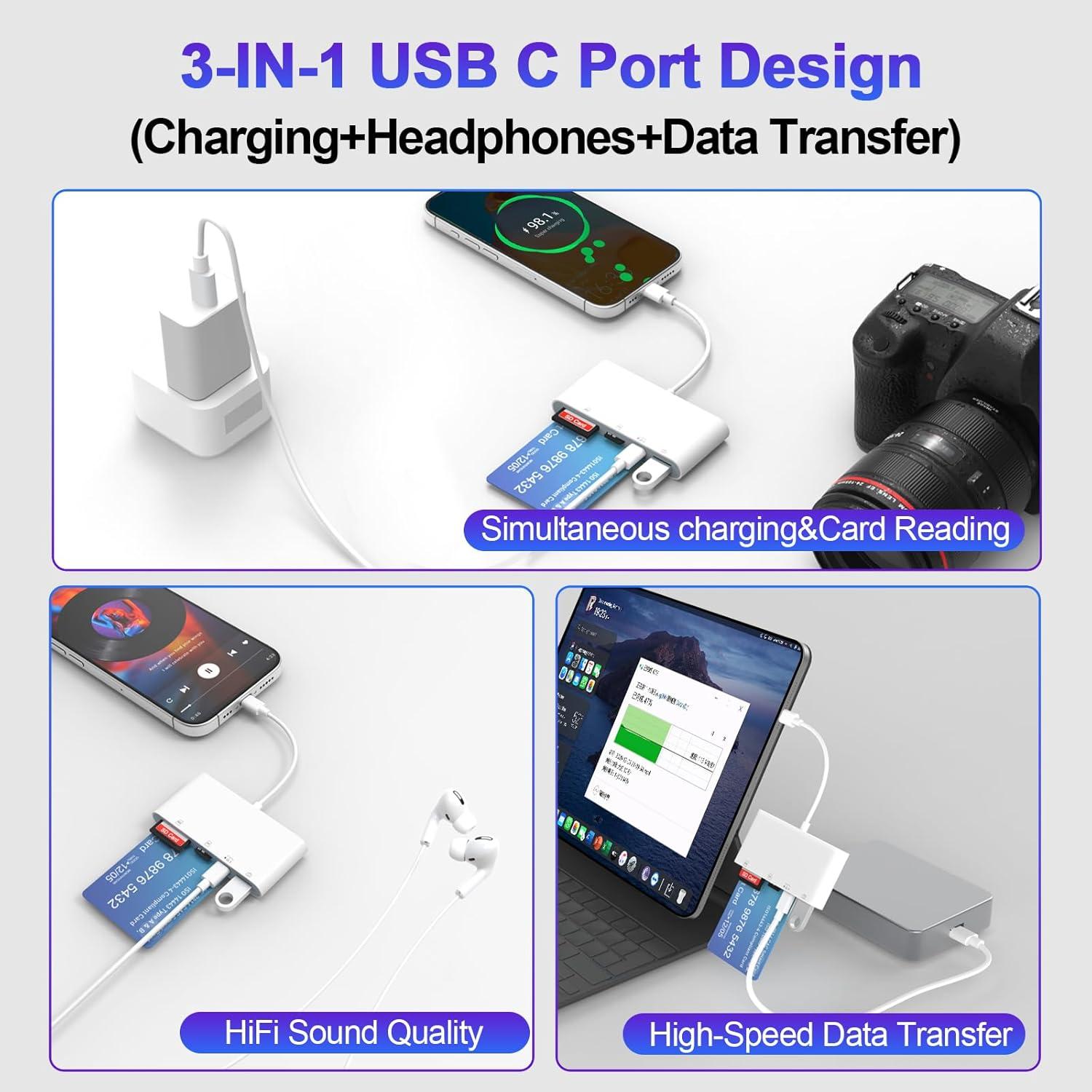 Lector de Tarjetas SD USB C Rocketek 5-en-1 para iPhone