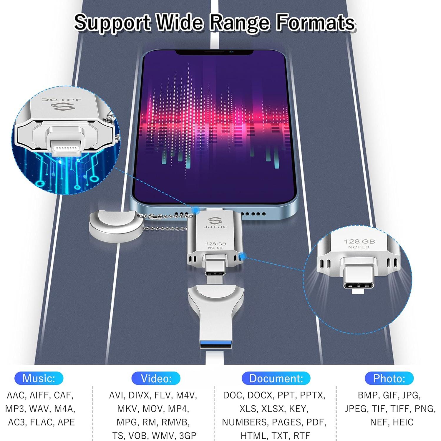 Unidad Flash 3 en 1 MFi Apple 128GB - Almacenamiento Seguro