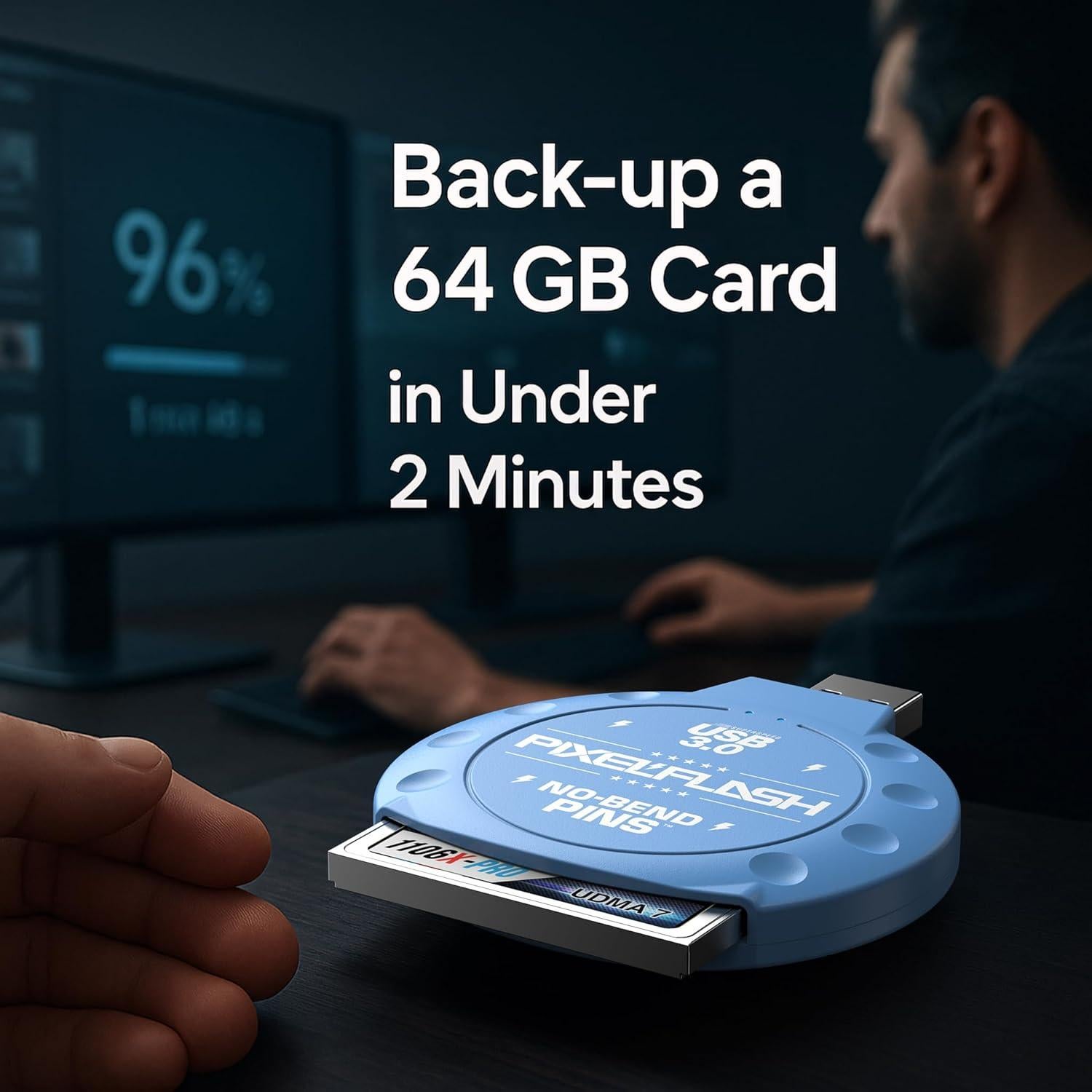 Lector de Tarjetas CF PixelFlash Azul USB 3.0 5GB/s