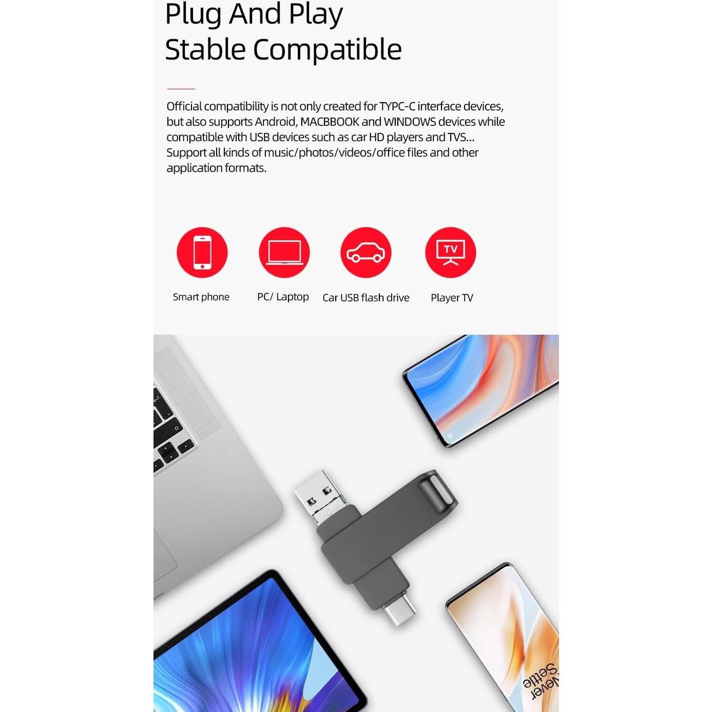 Unidad USB OTG 4 en 1 SD Space Dazzle 128GB Plata