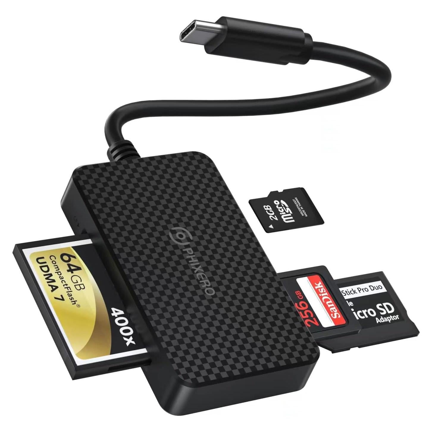 Lector de Tarjetas SD PHIXERO USB-C 4 en 1 5Gbps Compacto