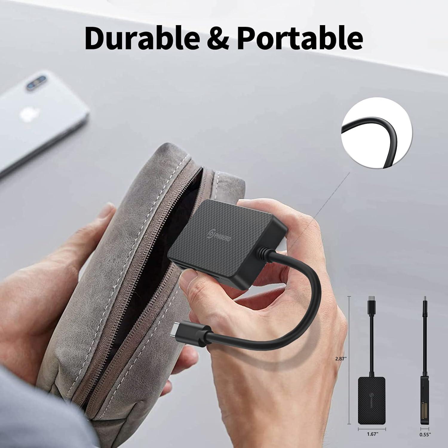 Lector de Tarjetas SD PHIXERO USB-C 4 en 1 5Gbps Compacto