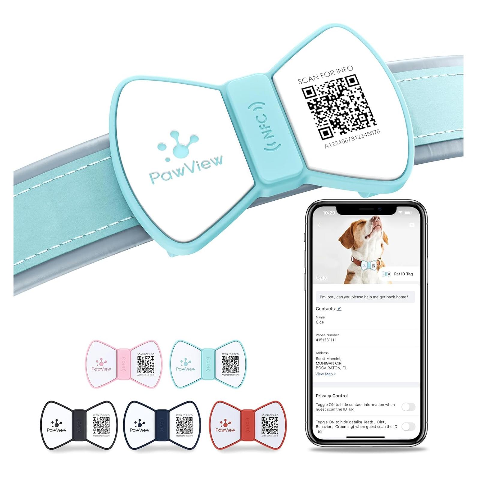 Etiqueta de Silicona PawView para Mascotas con Código QR - Azul