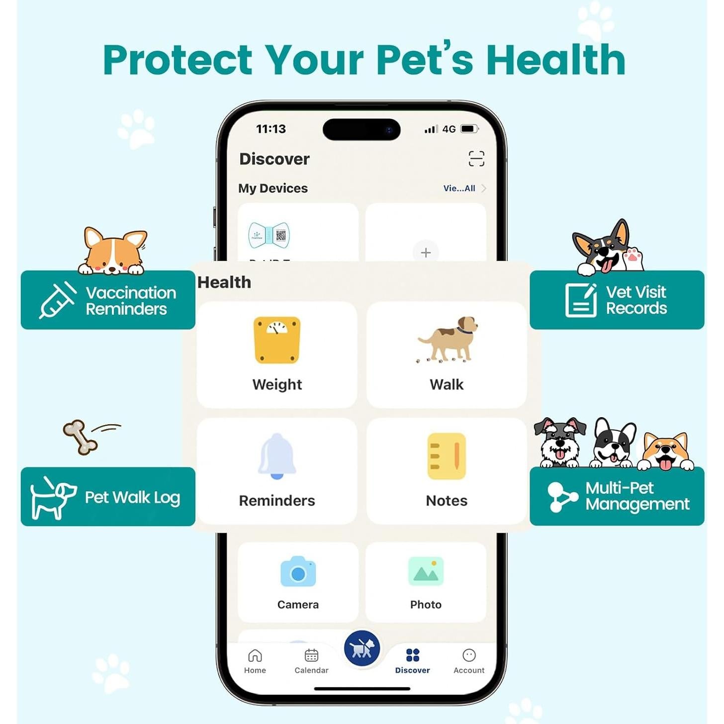 Etiqueta de Silicona PawView para Mascotas con Código QR - Azul