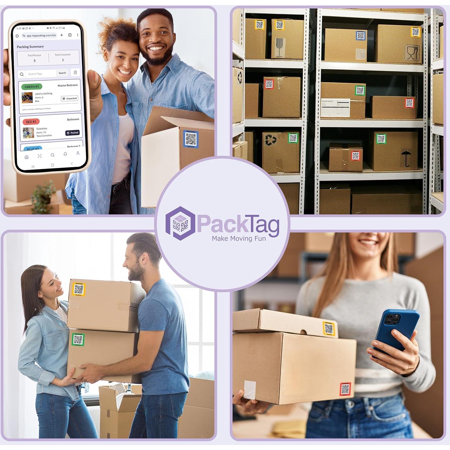 Etiquetas QR PackTag 48 Unidades para Organización Inteligente