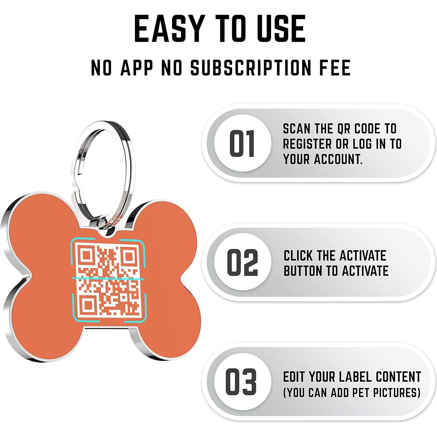 Etiqueta de identificación para mascotas KEKID con código QR