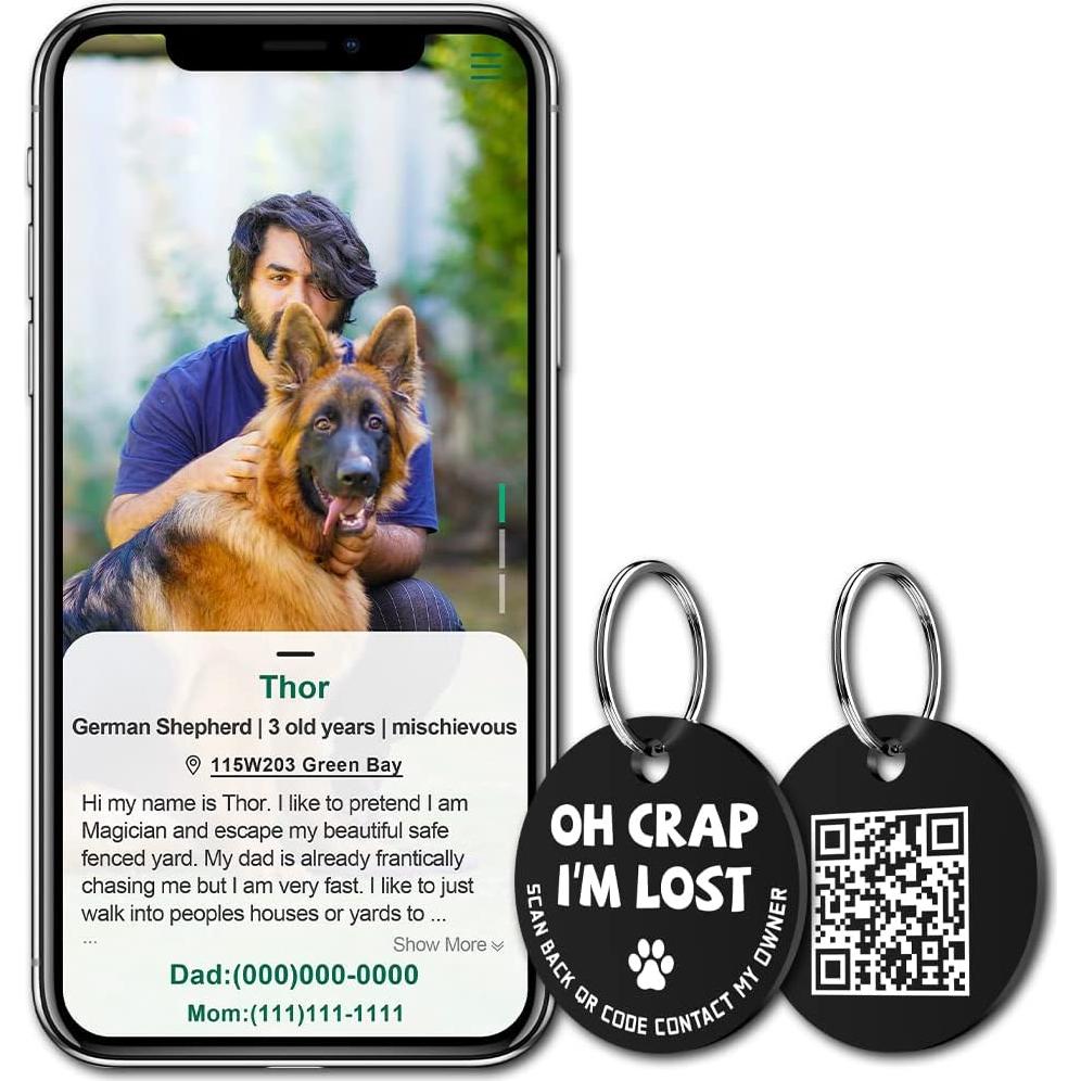 Etiqueta de Identificación para Perros MYLUCKYTAG QR Acero Inoxidable