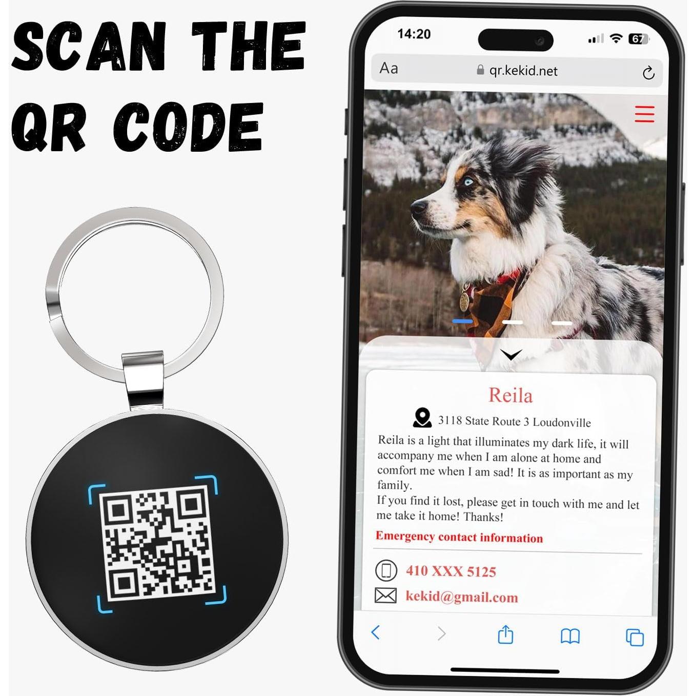 Etiqueta QR para perros KEKID personalizada 3.2 cm azul