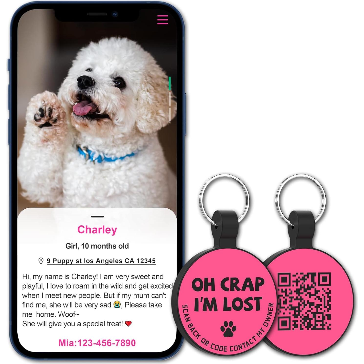 Etiqueta de Identificación para Perro MYLUCKYTAG QR Silicona 3x4cm