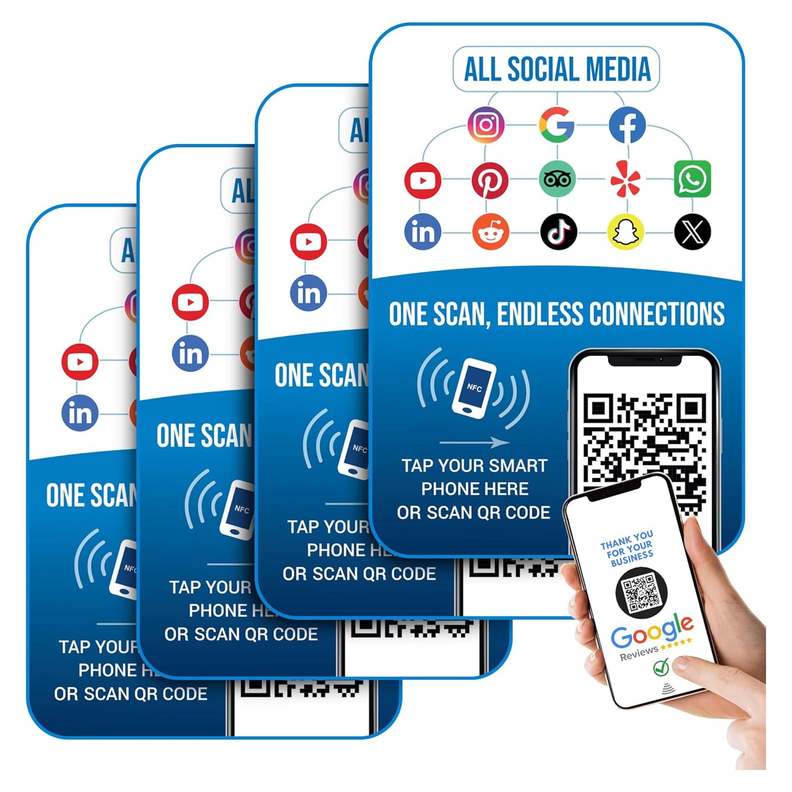 Tarjetas de Reseñas Multi-Link ScanAndBuyWall - Paquete de 4