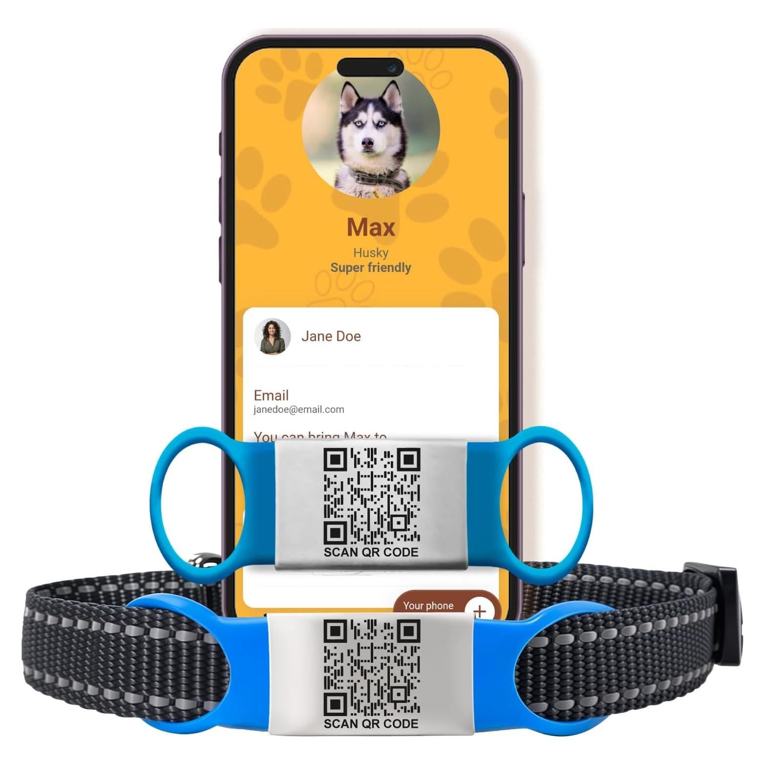 Etiqueta de Mascota QR Inteligente Pawnimals - Acero Inoxidable Grande Azul