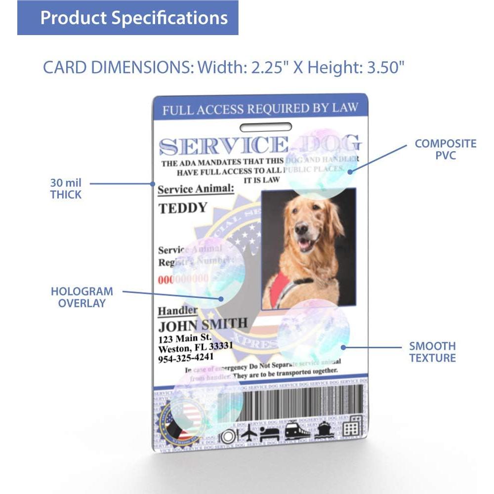 Tarjeta de Identificación de Perro de Servicio XpressID - Holográfica