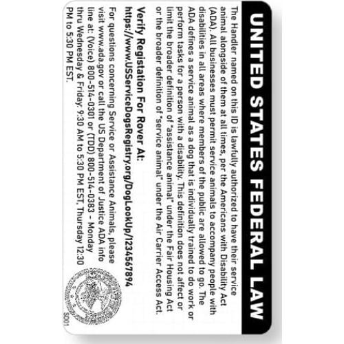 Tarjeta de Identificación de Perro de Servicio Just 4 Paws