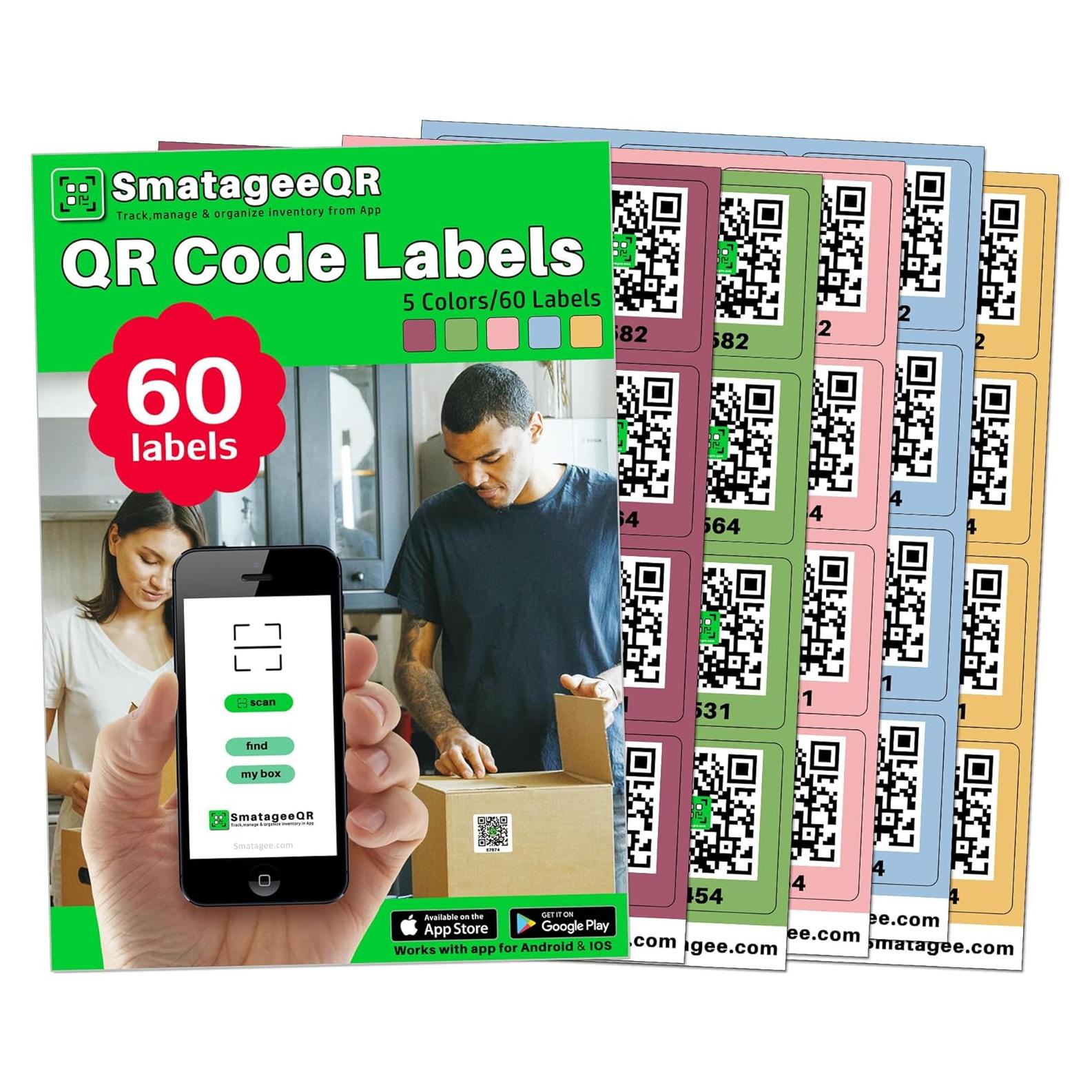 Etiquetas de Código QR Smatagee 60 Pcs para Organización