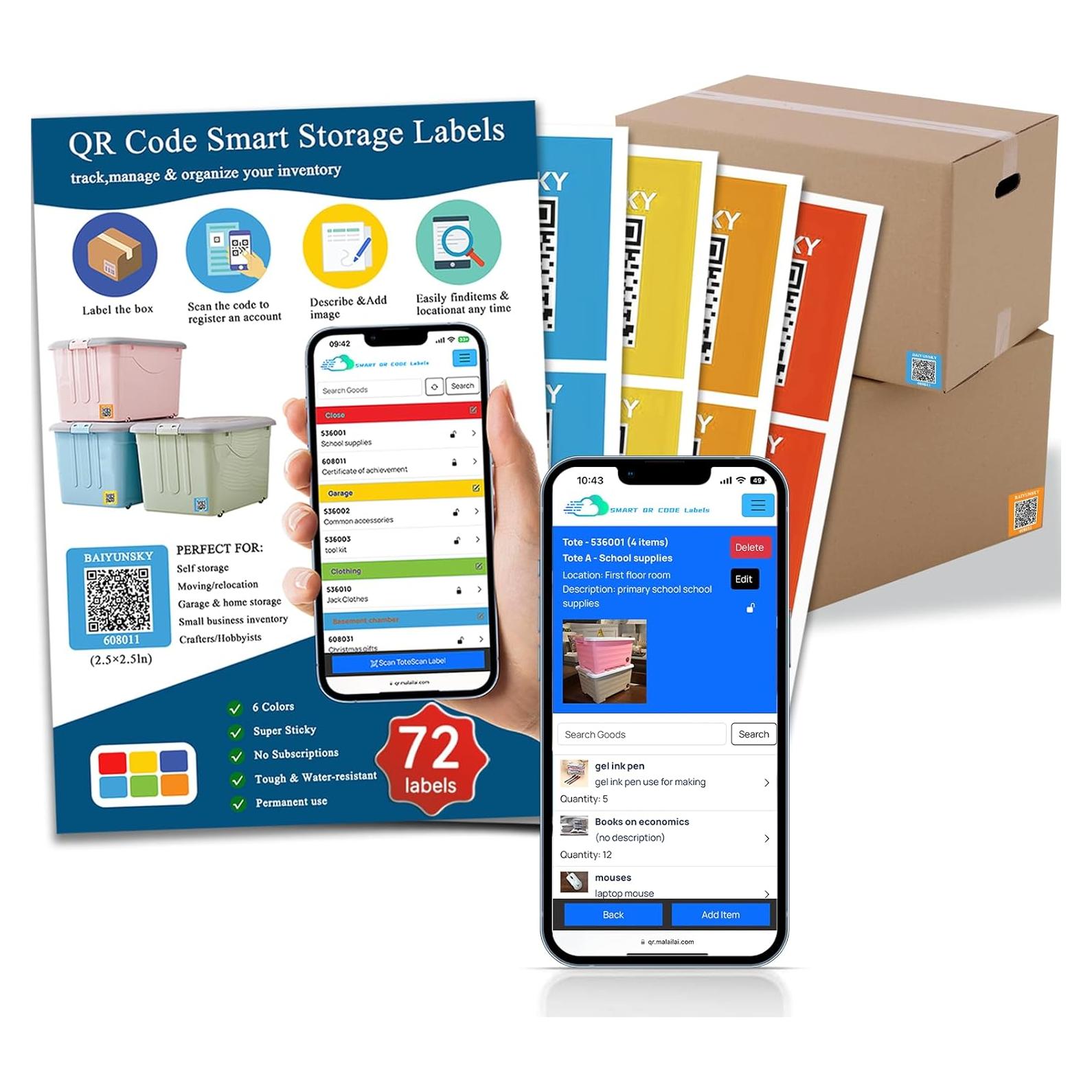 Etiquetas de Código QR Inteligentes BAIYUNSKY 72 Unidades 6.35cm