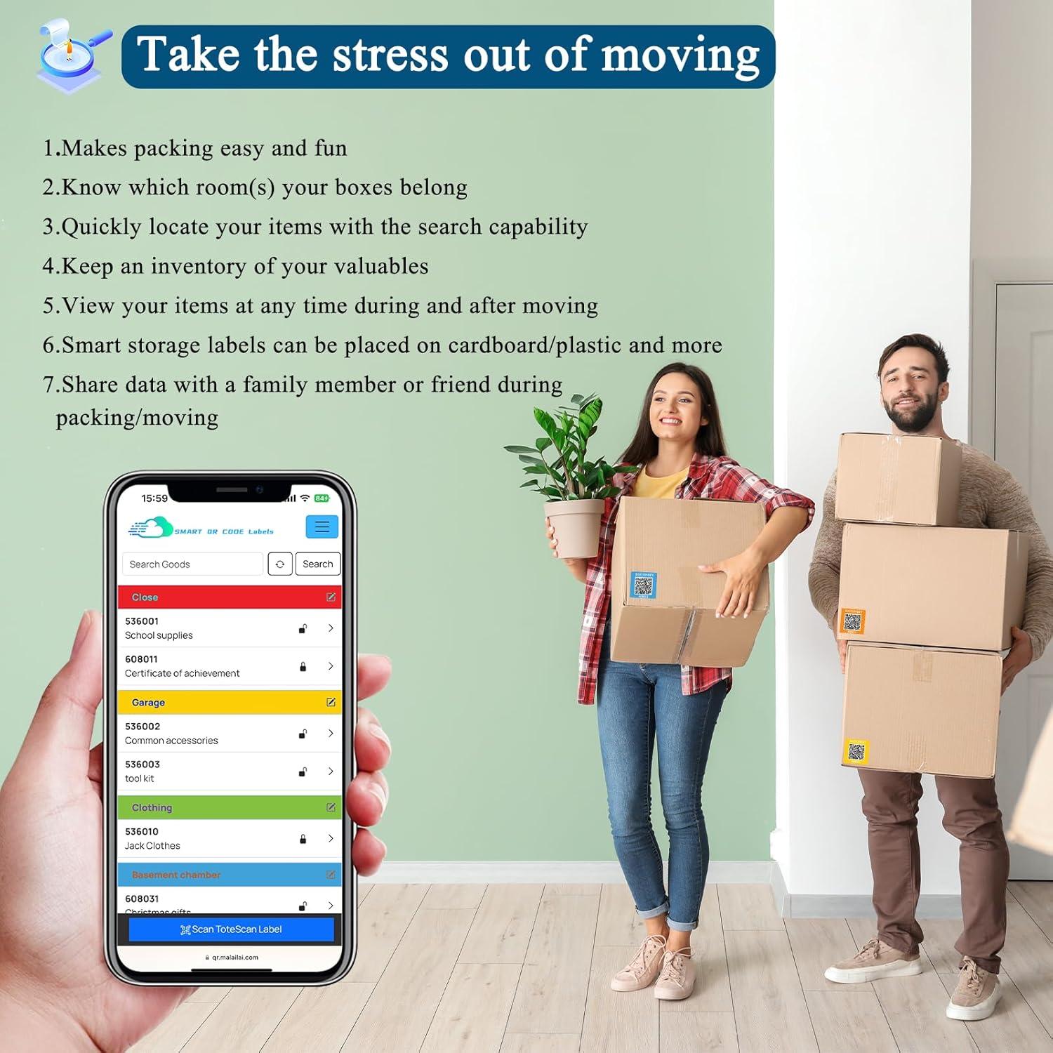 Etiquetas de Código QR Inteligentes BAIYUNSKY 72 Unidades 6.35cm