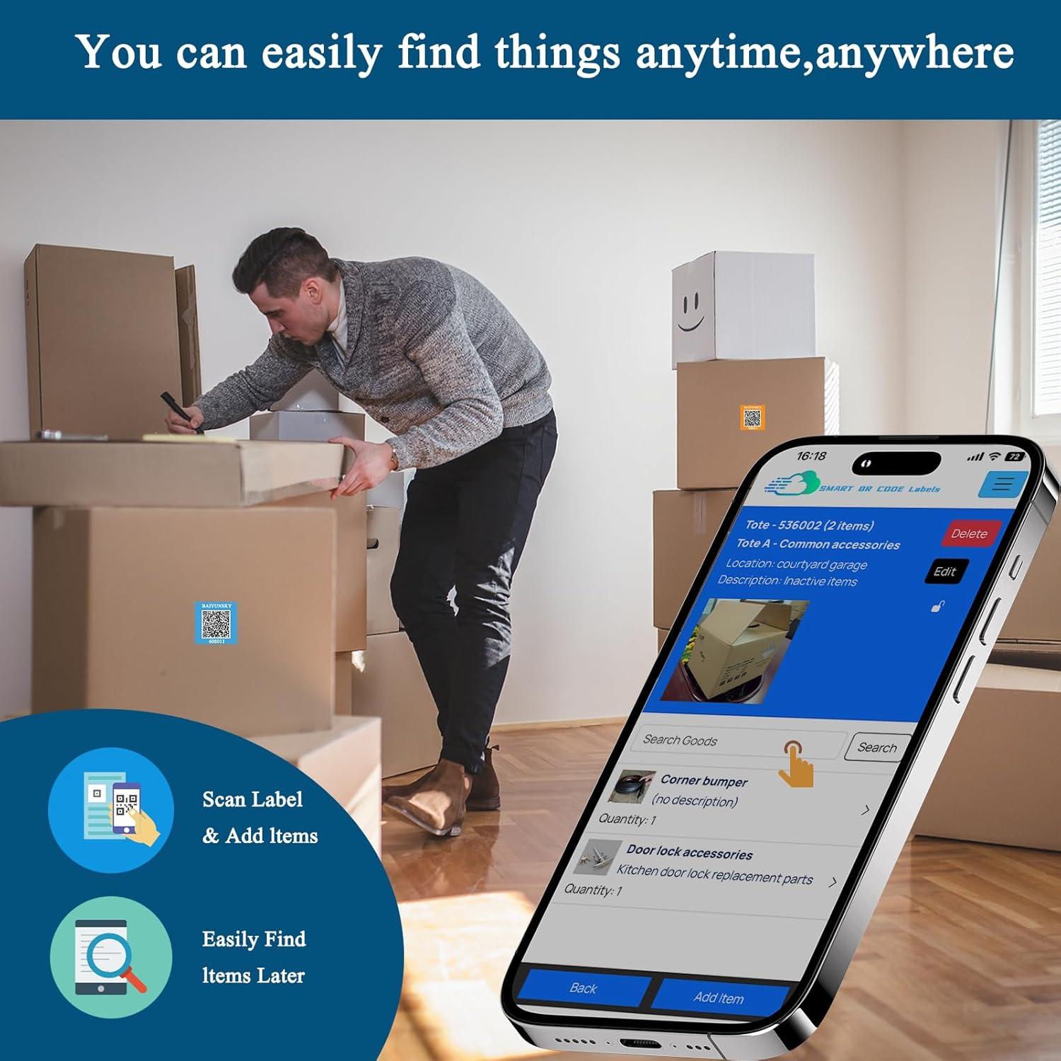 Etiquetas de Código QR Inteligentes BAIYUNSKY 72 Unidades 6.35cm