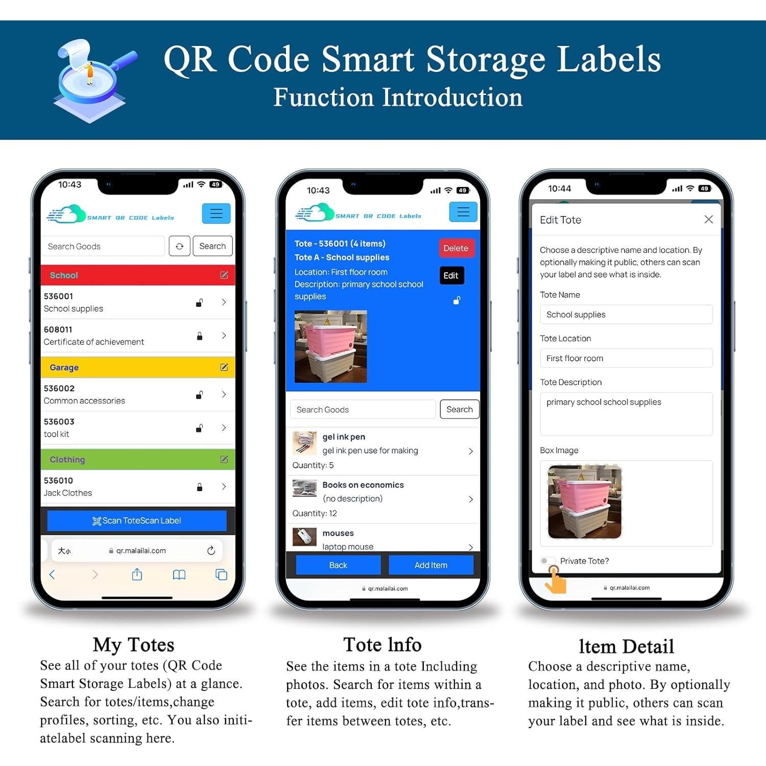 Etiquetas de Código QR Inteligentes BAIYUNSKY 72 Unidades 6.35cm