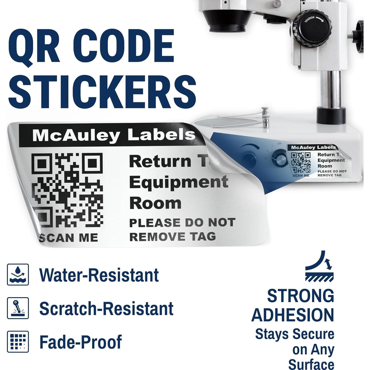 Etiquetas Adhesivas McAuley con Código QR - 3.81x1.91 cm