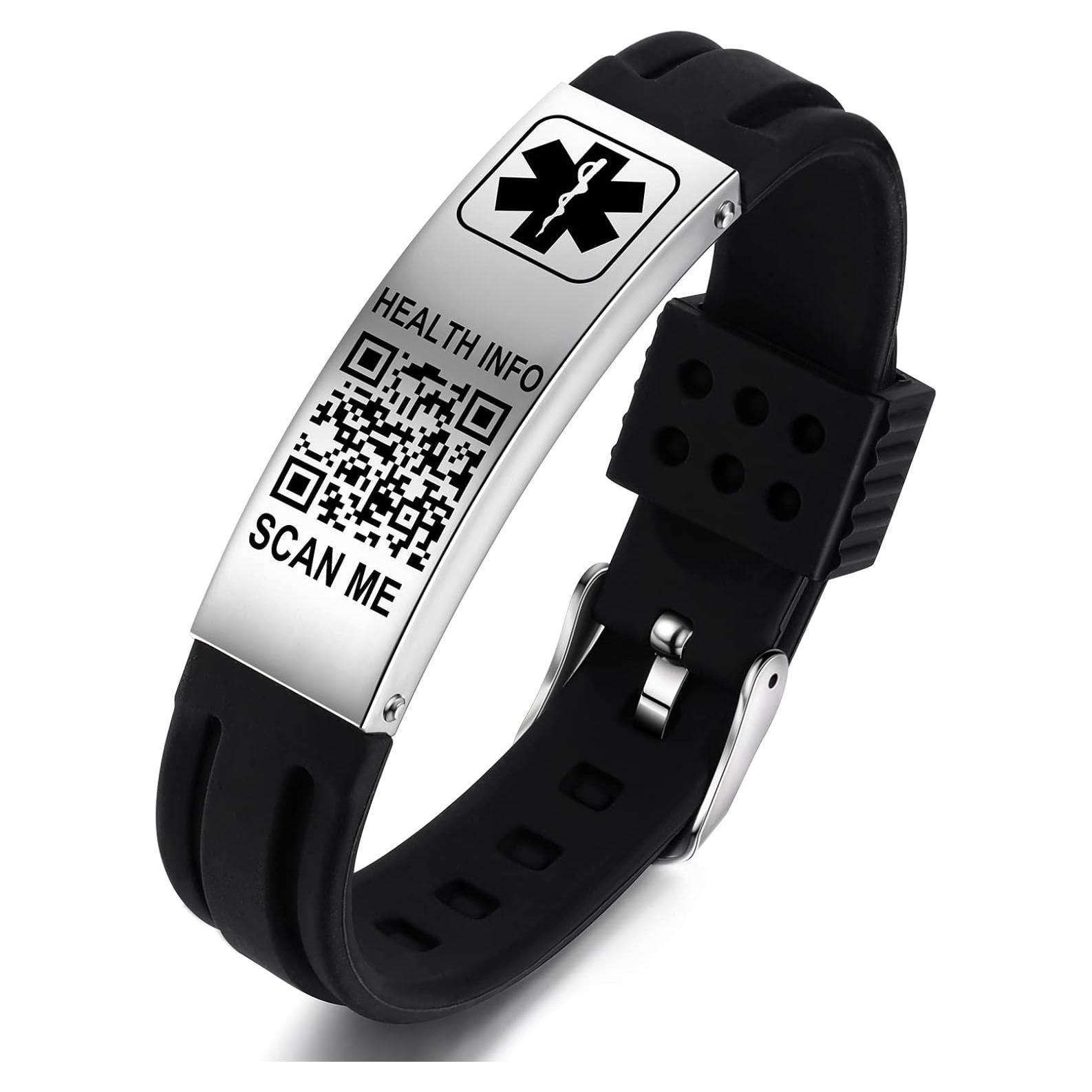 Pulsera Médica de Silicona Theluckytag con Código QR - Ajustable