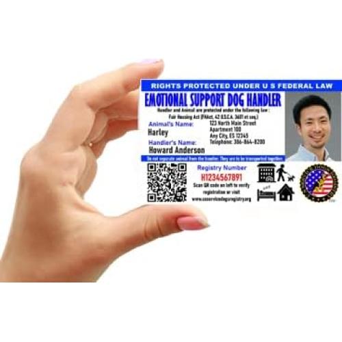 Tarjeta de Identificación Personalizada Just 4 Paws para Perros de Apoyo Emocional con Código QR