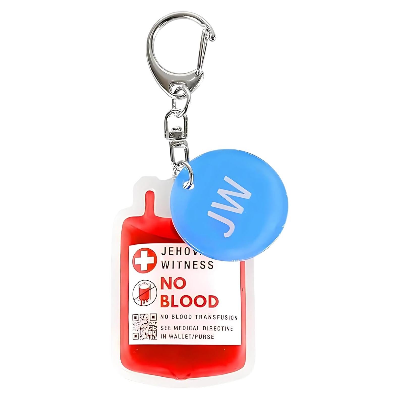 Llavero Testigo de Jehová con Bolsa de Sangre y QR