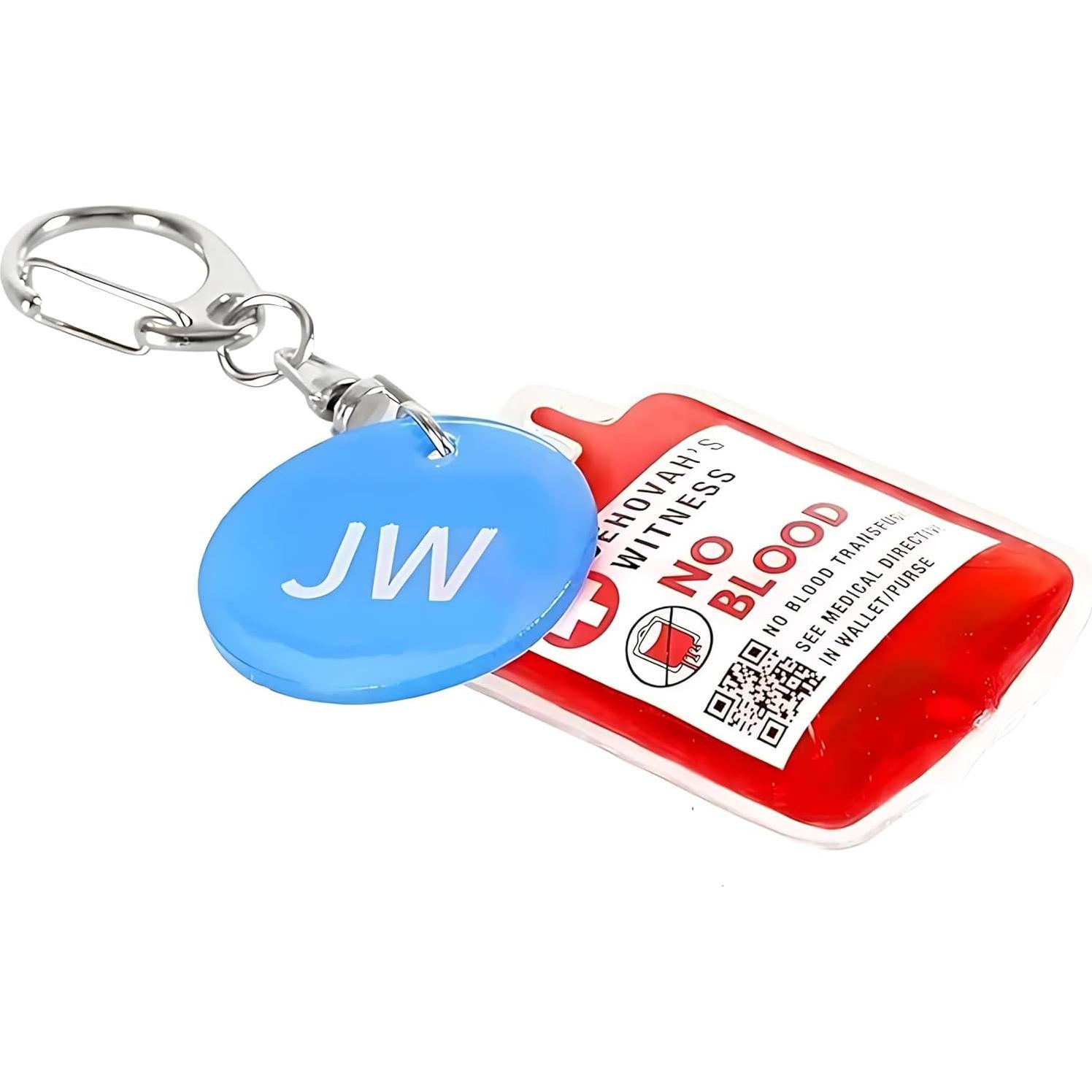 Llavero Testigo de Jehová con Bolsa de Sangre y QR