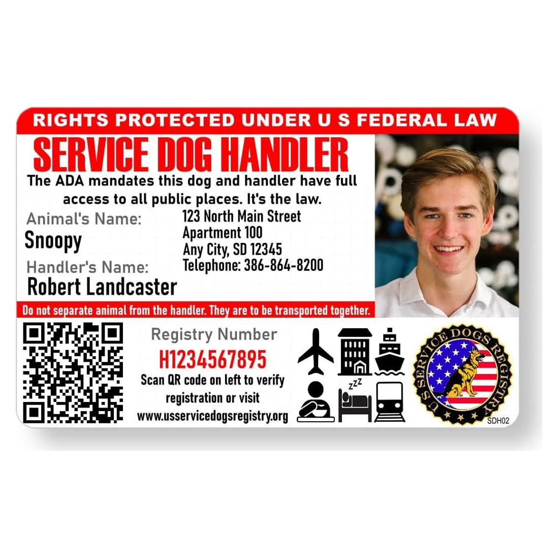Tarjeta de Identificación de Perro de Servicio Just 4 Paws - Personalizada